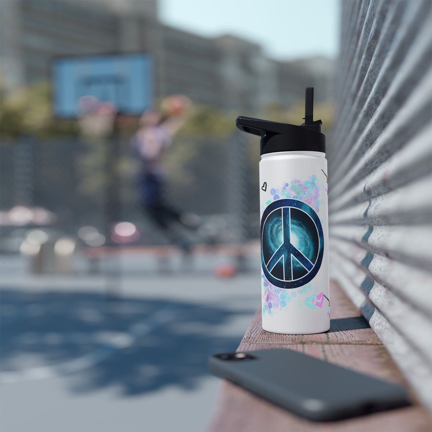 Water Bottle - Peace Symbol Galaxy (8)